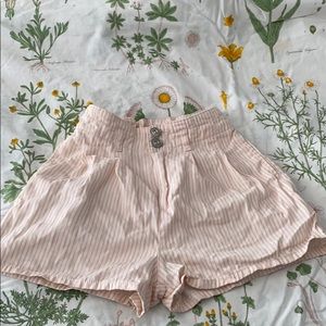 UO pink striped shorts